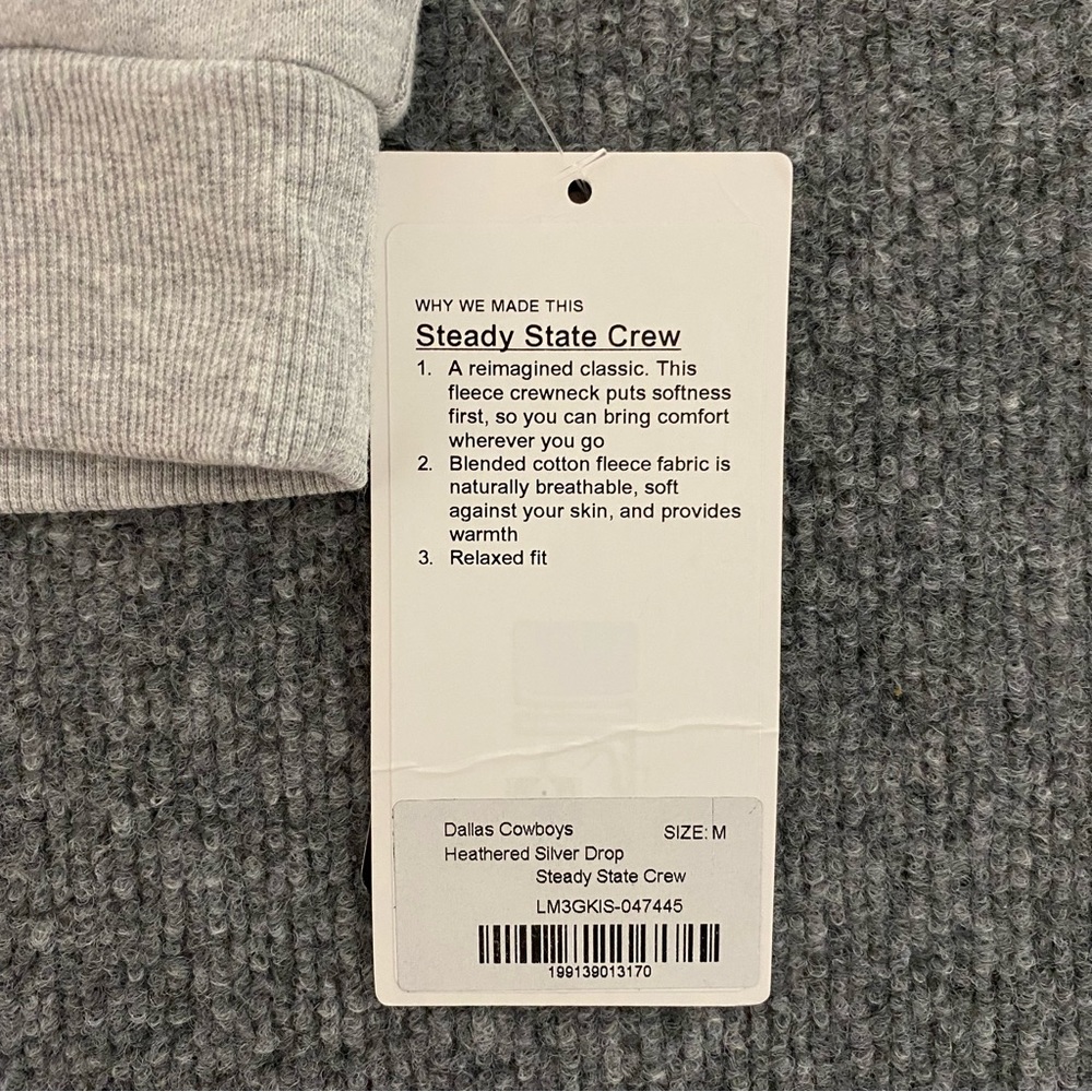 Lululemon x NFL Dallas Cowboys Steady State Crew Mens M Sweatshirt NWT - Picture 7 of 11